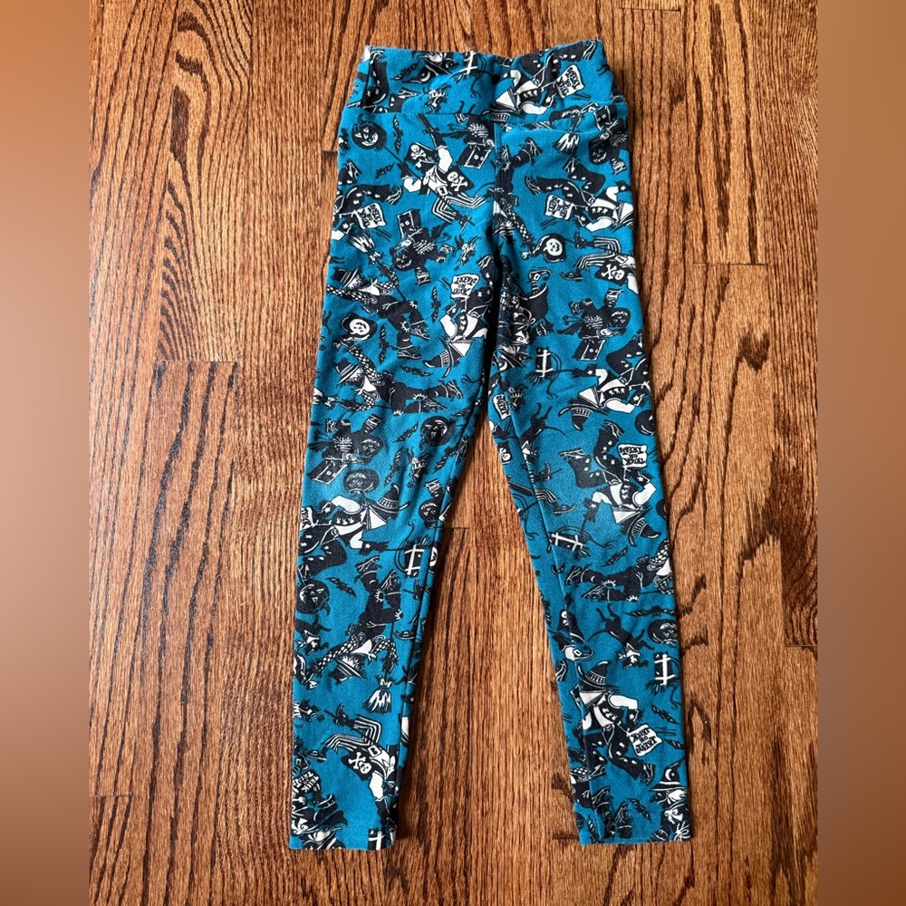 LuLaRoe Blue and Black Halloween Girls Leggings - Size S/M